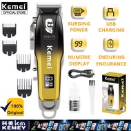 Kemei ปัตตาเลี่ยนตัดผมมืออาชีพปรับได้หัวคัตเตอร์ส่วนตัวปัตตาเลี่ยนกรรไกรตัดผมมืออาชีพไร้สายแบบกำหนดเ