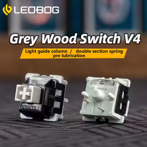 LEOBOG Gray Wood V4 Switch Linear POM Pre lubrication Switches For Custom Mechanical Keyboard Kit 5P