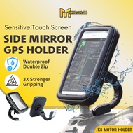 Waterproof Hand Phone Holder For Motorcycle Side Mirror Motorbike Fhone Rider Bracket Fon Mount Hold