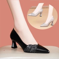 High heels with glitter straps, 7m high, 2 colors, cream black - CG801