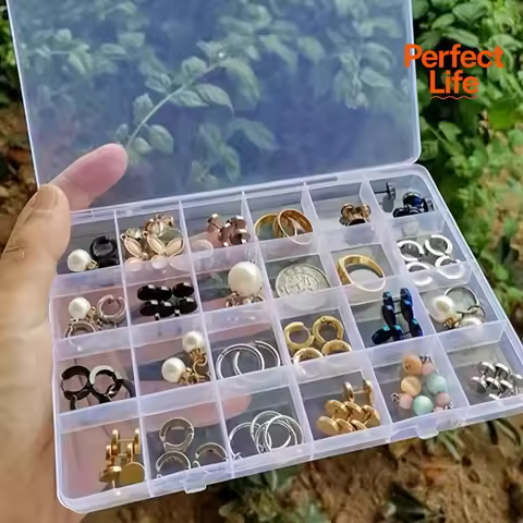 Plastic Storage Box Case Slot Pills Jewelry Beads Earring Case Organizer 24 grids Jewlery Box Large 