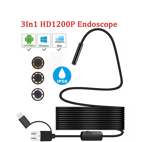 1200P Mini Camera 1m/2m/5m/10M Hard Flexible Tube MircoUSB TYPE-C Borescope Video Inspection For PC/