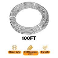 1/8 Wire Cable Rope, 100ft 1/8 Stainless Steel Cable, Aircraft Cable 7×7 Strands, 1/8 Steel Cable wi
