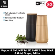 AdHoc Scape Pepper & Salt Mill Set Ø5.8xH12.3cm, Black & Gold