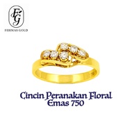 FEHMAS 750 Gold Ring Cincin - Peranakan Floral Bunga