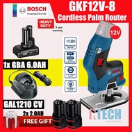 BOSCH GKF12V-8 CORDLESS PALM ROUTER C/W GAL1210CV CHARGER + 1xGBA12V 6.0AH BATTERY + FOC:2x 2.0AH BA