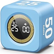 KADAMS Pomodoro Cube Timer Productivity Visual Timer - 5/10/25/50 Min Rotating Countdown (1, Blue)