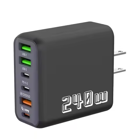 240W GaN Fast Charger 3USB-A+3USB-C QC5.0 PPS Multi Port Wall Adapter Charger For iphone samsung xia