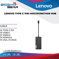 CABLE / LENOVO TYPE C 7IN1 MULTIFUNCTION HUB / 1X TYPE C PD, 1X USB3.1, 1X USB2.0,1X HDMI2.0, 1X VGA, 1X RJ45/GREY /1 YR