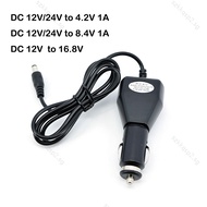 DC 12V 24V to 4.2V 8.4V 16.8v 1A volt Car Lighter power Charger connector Cable 1000mA for 18650 Li-