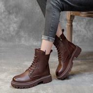 British Style Martin Boots for Women Chunky Heel Booties Mid heel boots Side Zippers Motorcycle Boots Women's Riding Boots Dr. martens boots Middle boots