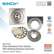 Sinor SD-416-6 SUS304 Stainless Steel Deodarize Floor Grating With Washing Machine Connector