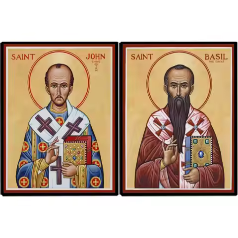 St. John Chrysostom Greek Orthodox Icon HD Canvas Print Divine Liturgy Byzantine Wall Art for Church