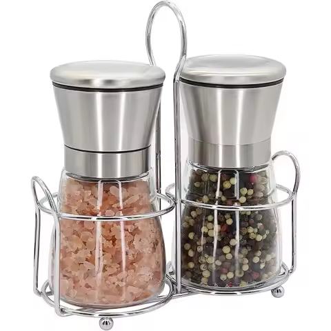 Salt and Pepper Mills,2 in 1 Grinders and Shakers, Coarsely Adjustable Spice Mills,Salt and Pepper S