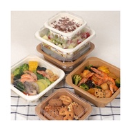 Square Octagonal Kraft Paper Bowl Environmental Protection Food Packing Paper Bowl salad box with li