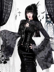 Gothic Lace Blouse & Jacket Set - Witch-Inspired Fashion