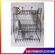 HITAM Rpl03 Black/3-Tier Dish Rack/Dish Rack/Stainless Steel Dish Rack