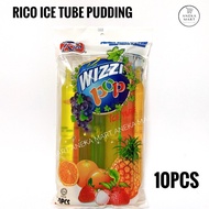 【10 pcs】Rico Wizzi Pop Ice Tube Fruits Flavor/ Pudding Ice Tube Pudding Batang Jelly Popsicles 果冻冰条