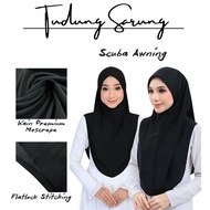 Tudung Sarung Moscrepe Scuba Awning Hitam Tudung Sekolah