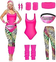 Costume 80s Women, 90s 80s Outfit Women's Set, 80s Accessories Outfit Women with Leggings, Leg Warme