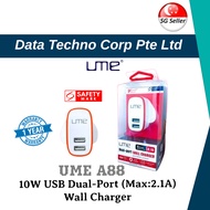 UME A88 2.1A Dual-Port USB Adapter with Singapore SAFETY MARK