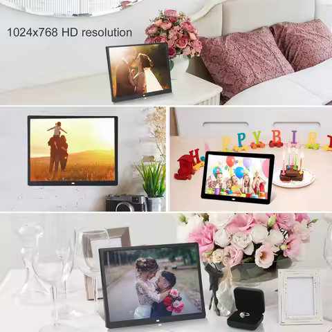 15inch HD Digital Photo Frame 1024x768 Resolution Support MP4/MP3/Image Playback LCD Display Screen 