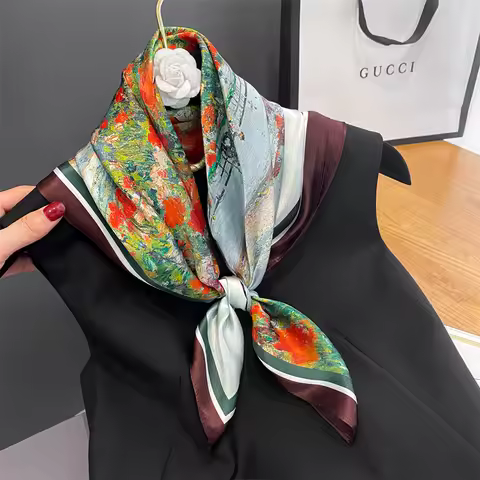 100% Real Silk Scarf New Natural Shawl Wraps Women Ladies Fashion Scarves Foulard Bandana Square Hea