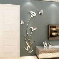 discount Lily Flower Wall Stickers 3D Wall Decoration Retro Home Decoration Mirror Stickers DIY Mode