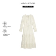 M&S Embroidered Tie Neck Midaxi Tiered Dress - T69/2060E