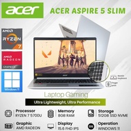 ( New Series ) Laptop Bisnis, Editing dan Gaming Acer Aspire 5 Slim A515-45-R958, Ryzen 7-5700U, RAM 8GB, SSD 512GB NMVe, 15"FHD IPS, Windows 11 - Silver