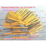 (10 Pcs) Metal Film Resistor Ohm 10R 22R 47R 100R 150R 200R 220R 270R 330R 470R 510R 680R 0.25W 1/4W