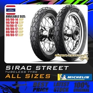 TAYAR MOTORSIKAL MICHELIN SIRAC STREET TUBELESS TYRE  70,80,90,100,110,120,130,140-13,-14,-16,-17,-18-19 (DUAL SPORT)