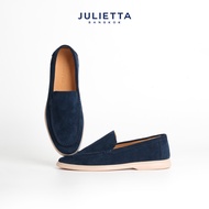 JULIETTA - CARLO Suede Loafer : Navy (Unlined) รองเท้าหนังกลับ