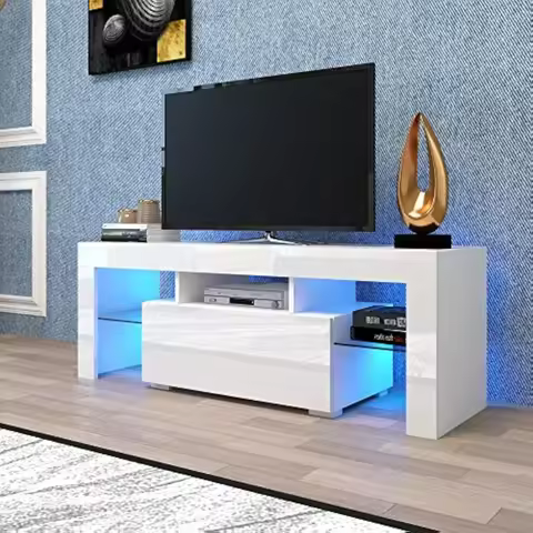 TV Stand, 50 55 60 Inch TV Stand for Bedroom 50 55 60 Inch Stands for Living Room White Stand for 50