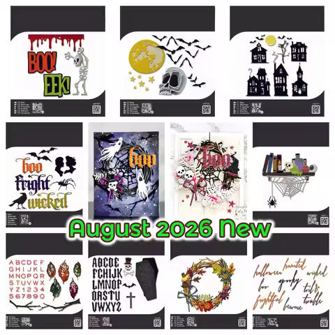 August 2026 New Handwritten Halloween Die Metal Cutting Dies Stamp Stencils for DIY Scrapbooking Dia