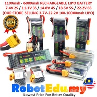 【READY STOCK)】7.4V 11.1V 14.8V 18.5V 22.2V 2-6S 25C 40C 1100mah 3000mah 5000mah Lipo Rechargeable RC