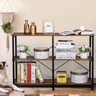 3-Tier Console Sofa Table, Industrial Foyer Table for Living Room, Entry Way, Hallway, Rustic Brown