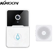 KKmoon Wireless Video Doorbell Camera Visual Smart Doorbell with Motion Detection Night Vision 2-Way Audio Real-Time Monitoring AAA Bat-teries Powered