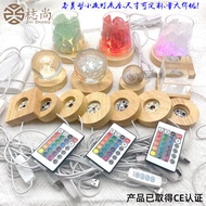 Led Lighting Wooden Base Colorful Aromatherapy Diffuser Stone Night Light Luminous Wooden Base Cryst