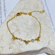 Titanium bracelet with gem ribbon drawstring Titanium gelang tangan perempuan gelang titanium Titani