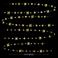 Gold 75th Birthday Decorations Number 75 Circle Dot Twinkle Star Garland Metallic Hanging Streamer B