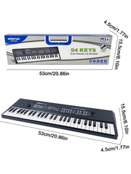 54鍵電鋼琴鍵盤,附麥克風,數位音樂教學及學習玩具,音樂器樂禮物3歲以上男女孩童皆適用