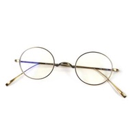 KANEKO OPTICAL KV-49 ATG 復古鈦金屬眼鏡，古金色，43x24mm，148mm，近視鏡鏡片，含盒子和眼鏡盒，日本製造。