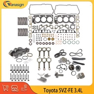 Engine Rebuild Timing Belt Kit Gasket Piston Ring Con Rod Bearing Set Water Pump Fit 3.4 L 5VZ-FE Fo