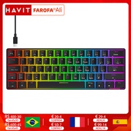 Havit Mechanical Gamer Keyboard Wired Red Switch 62 Keys Anti-Ghosting for Gaming Keyboard and Work Spanish Version Black