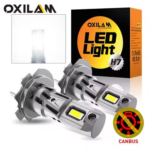 OXILAM 2Pcs 22000LM H7 LED Lights 1:1 Mini Size Head Lamp Wireless Canbus No Error for Car Volkswage