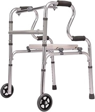 Thick Aluminum Alloy Elderly Disabled Walker With Bath Stool Crutches Traction Frame Wheelchair Walker Elderly Chair Stool Four-legged Walker Walking Aid DisabledDouble the comfort () Decoration