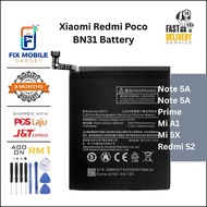 High quality BN31 battery for Redmi note 5A / Redmi Note 5A prime / Xiaomi Mi A1 Xiaomi Mi 5X / Redm