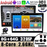 8G+64G Android Car Player With 360 Camera 8core 9/10 inch 2Din Car Radio Stereo Multimedia Bluetooth Video Player Carplay Android Auto 360 camera Wifi GPS AHD Camera