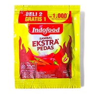 INDOFOOD Sambal 1 pcs EXTRA PEDAS dan PEDAS DAHSYAT Dengan Cabai Habanero Sachet 15 gr beli 2 gratis